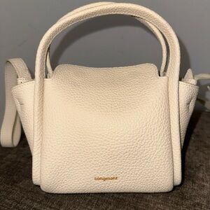 Songmont Cream Textured Leather Mini Satchel